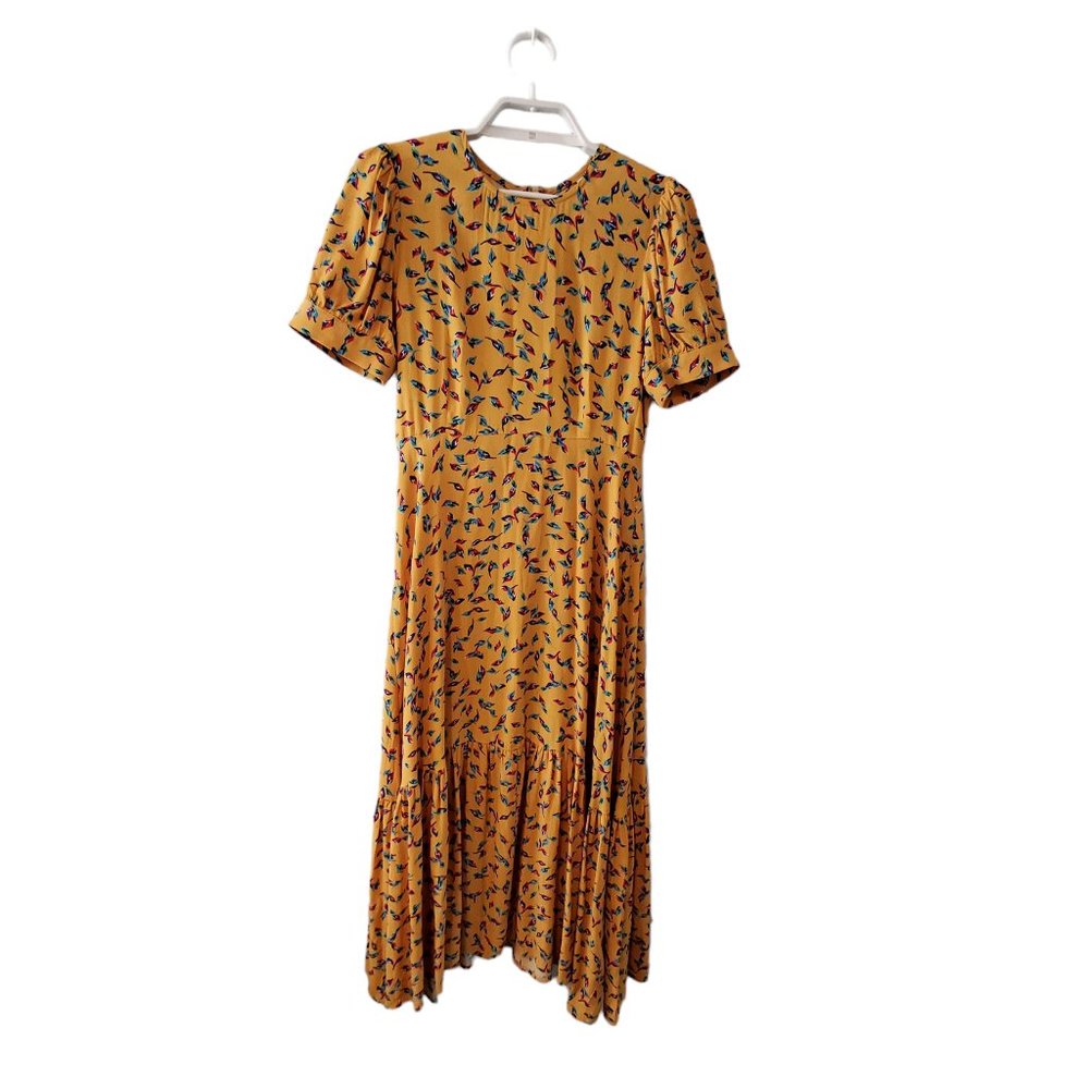 Rachel Pally Valentine dress womens size Small yellow midi crepe floral